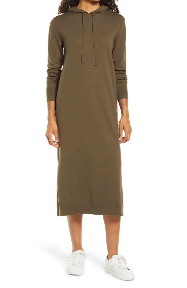 Caslon® Hooded Midi Sweater Dress | Nordstrom | Nordstrom