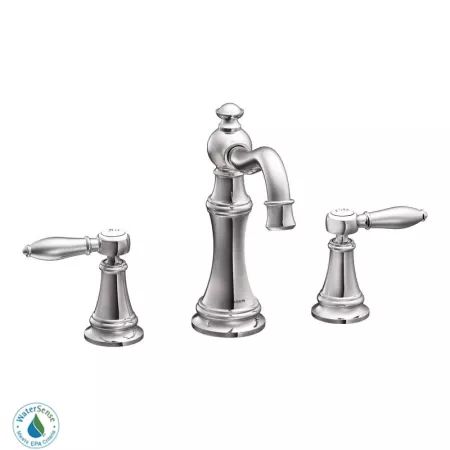 Moen TS42108 Chrome Double Handle Widespread Bathroom Faucet from the Weymouth Collection - Pop-Up D | Build.com, Inc.