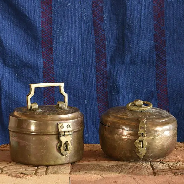 Brass Chapatti Trinket Box | Antique Farm House