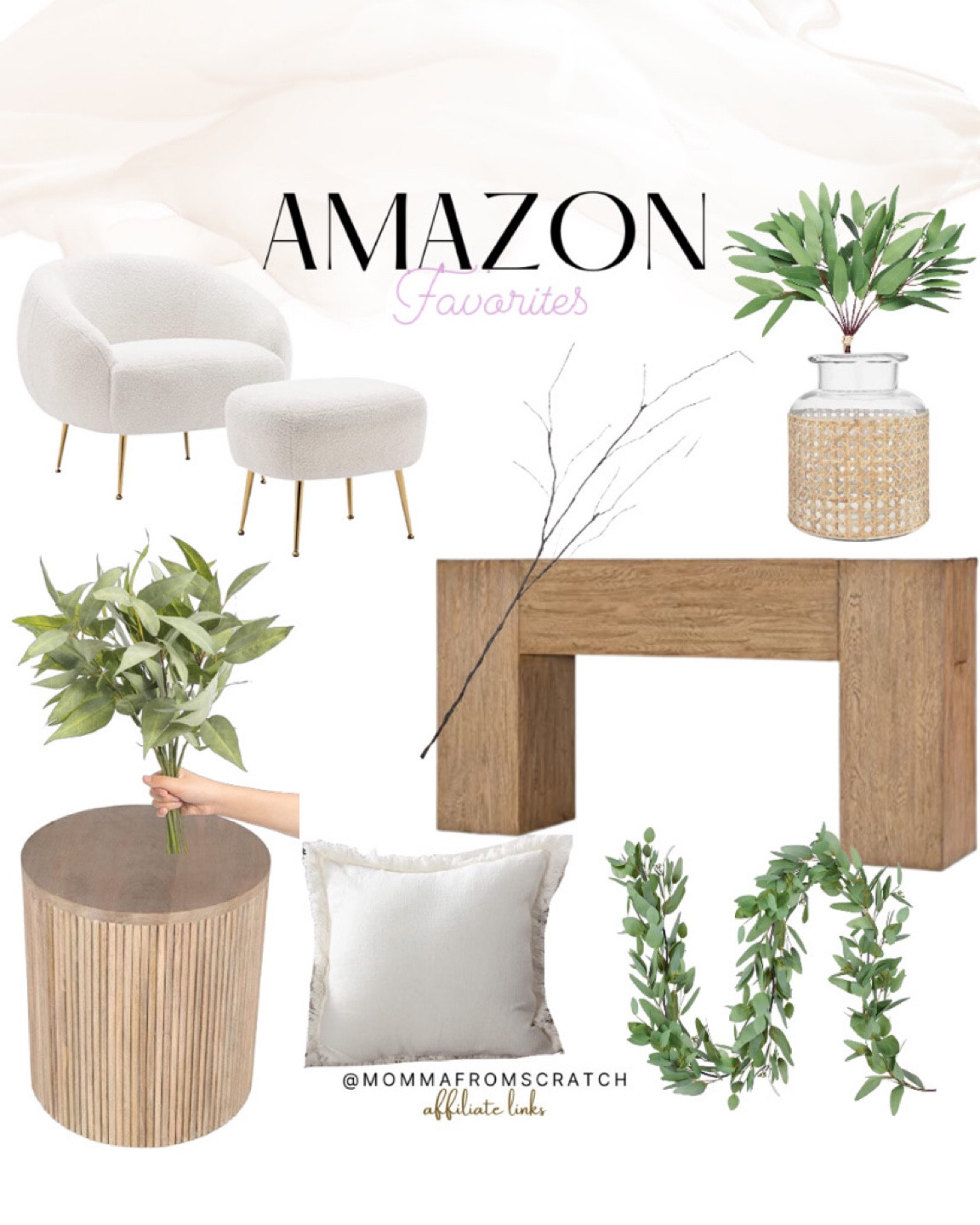 Amazon home decor, greenery, garland, console table, wood side table, accent chair, pillow covers, prespring decor

#LTKstyletip #LTKhome #LTKunder50