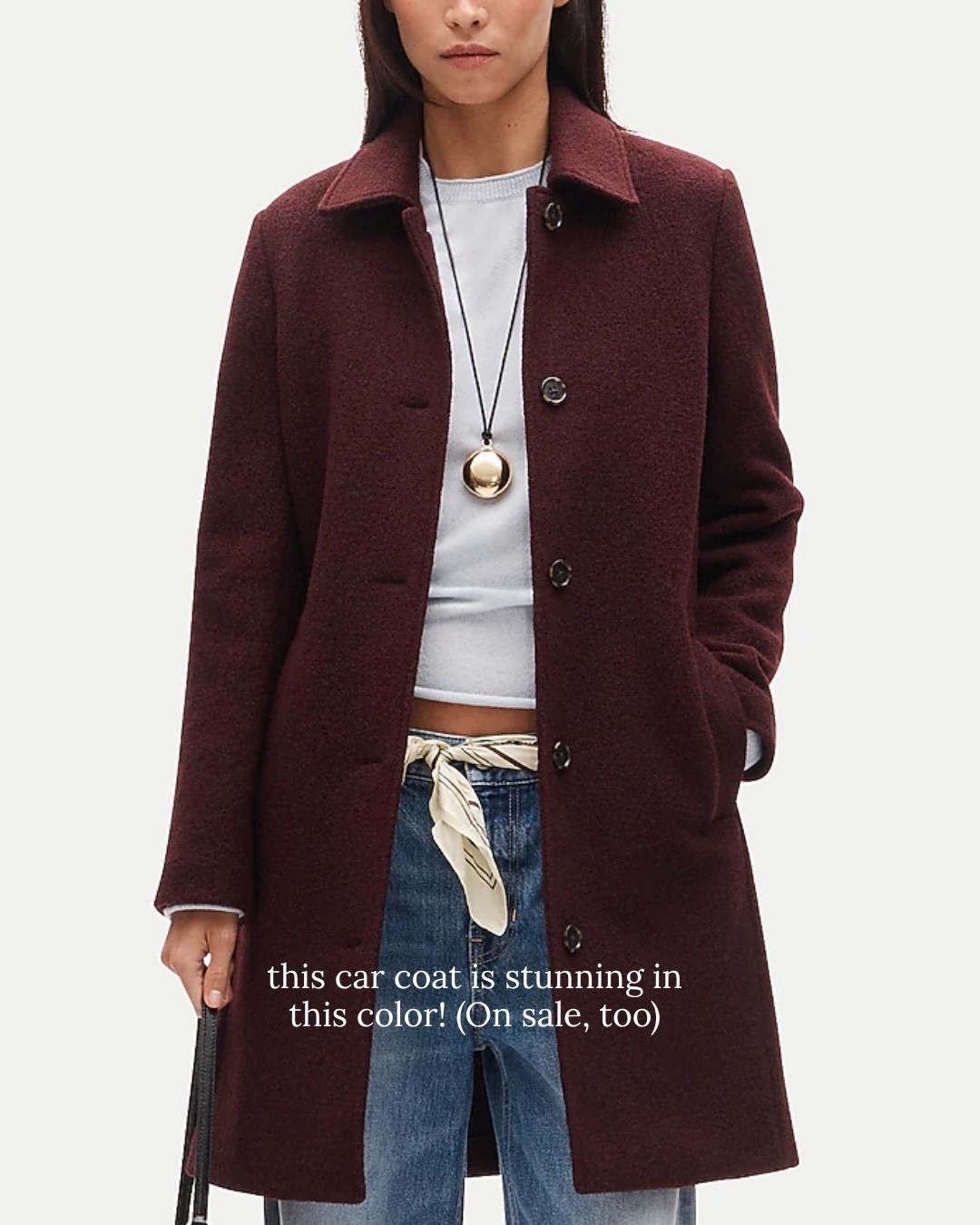 A great JCrew coat in the most gorgeous color - 30% off now! Love!

Fall fashion, fall outfit, fall coat