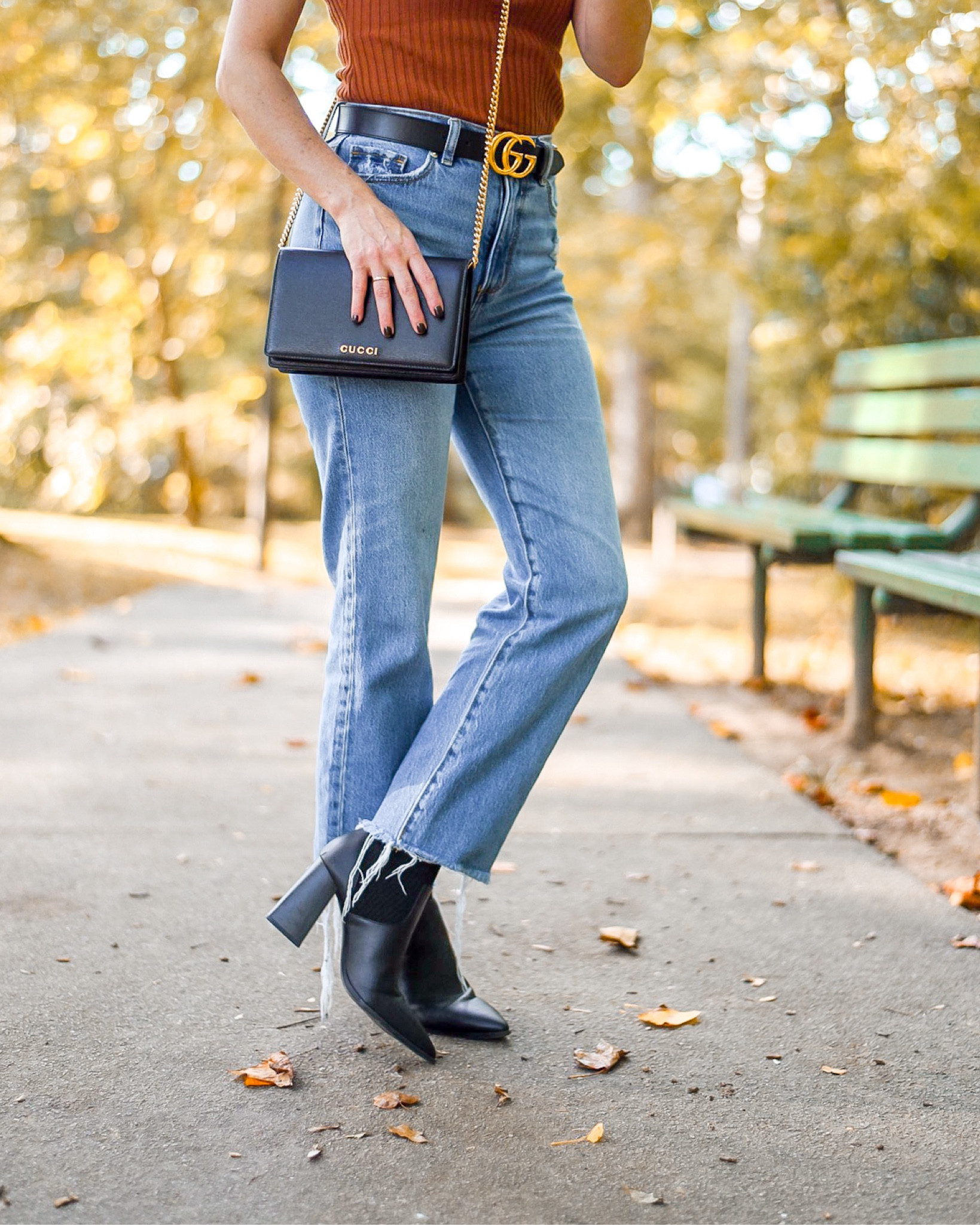 A rust colored top with straight leg Loft jeans, sock booties and a little Gucci…. Easy fall outfit!

How to wear straight leg jeans | over 40 style | what to wear over 40 | easy fall outfits | 2024 fall style | fall denim styles | petite fall style

#ltkdesigner #ltkamazon #amazonfinds 

#LTKItBag #LTKOver40 #LTKSeasonal