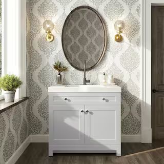 Glacier Bay Everdean 36 in. W x 19 in. D x 34 in. H Single Sink Freestanding Bath Vanity in White... | The Home Depot