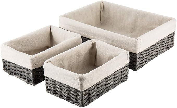 Hosroome Handmade Wicker Storage Baskets Set Shelf Baskets Woven Decorative Home Storage Bins Dec... | Amazon (US)