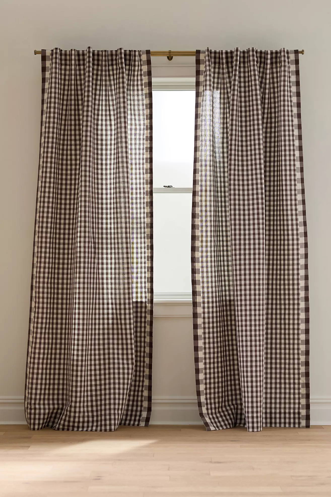 Cotton Linen Gingham Curtain | Anthropologie (US)