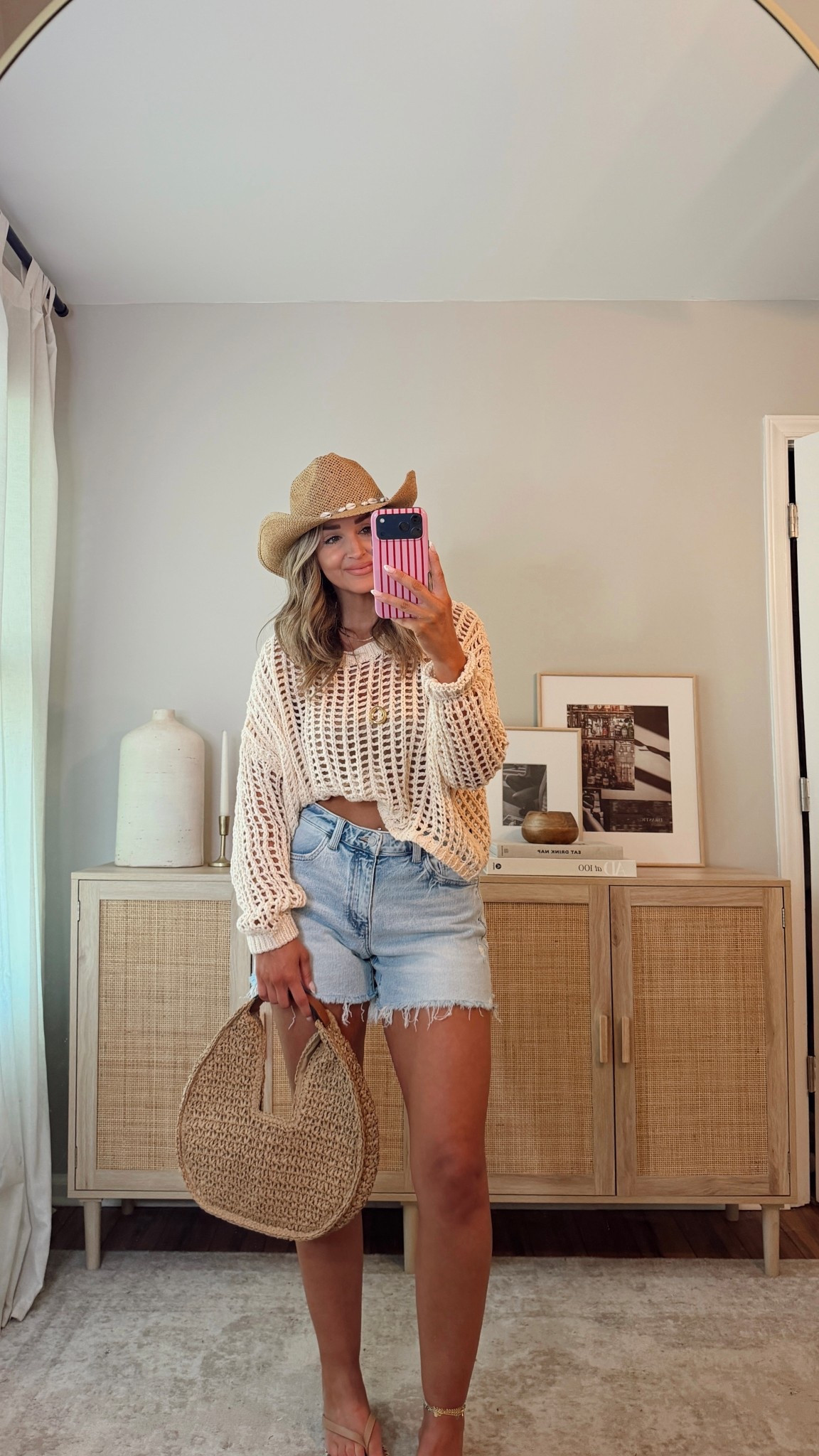 35% off with LEANN35 easy beach day vacation outfit! size M in everything. my denim shorts are so similar to my agolde denim shorts! shoes fit tts! @VICI 

#LTKootd #LTKTravel