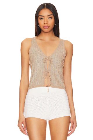 MORE TO COME Anaya Tie Front Top in Taupe from Revolve.com | Revolve Clothing (Global)