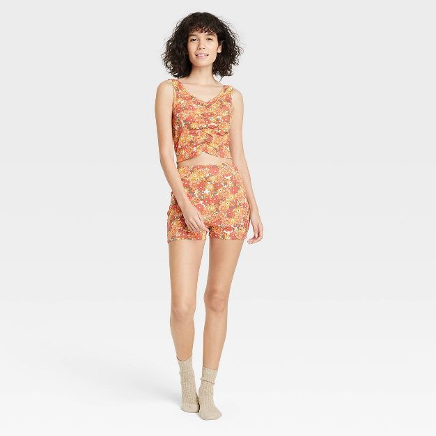 Women's Floral Print Tiny Tank and Shorts Pajama Set - Colsie™ Orange | Target