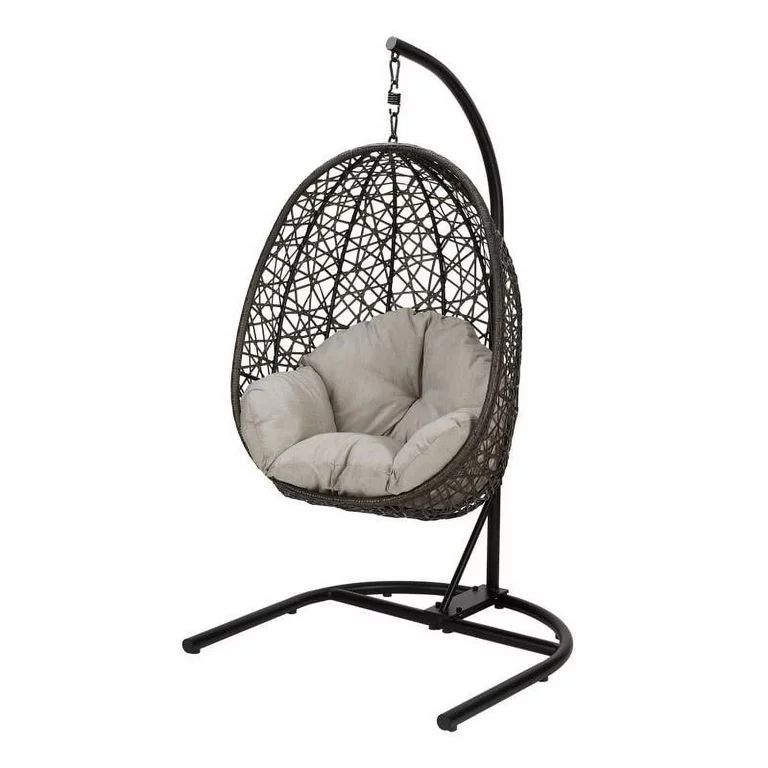 Better Homes & Gardens Outdoor Lantis Patio Wicker Hanging Egg Chair with Stand - Brown Wicker, B... | Walmart (US)