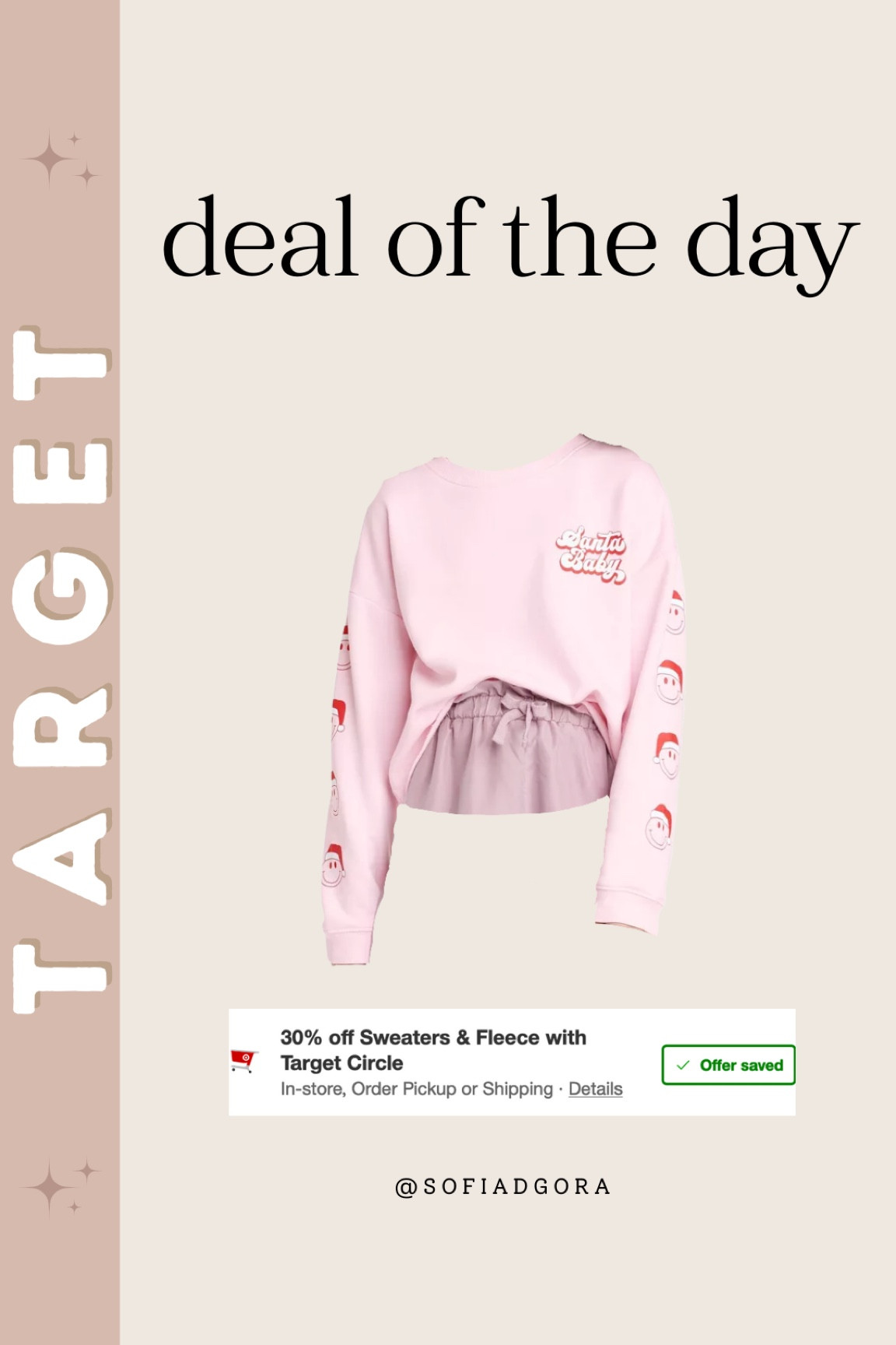 Target Find! Cute holiday Santa crewneck sweatshirt for girls. I’m going to size up and get one for myself! I’m normally a size S/M in women’s but grabbing an XL in kids for a loose fit. 30% off when you clip target coupon offer! 

#LTKCyberweek #LTKsalealert #LTKHoliday