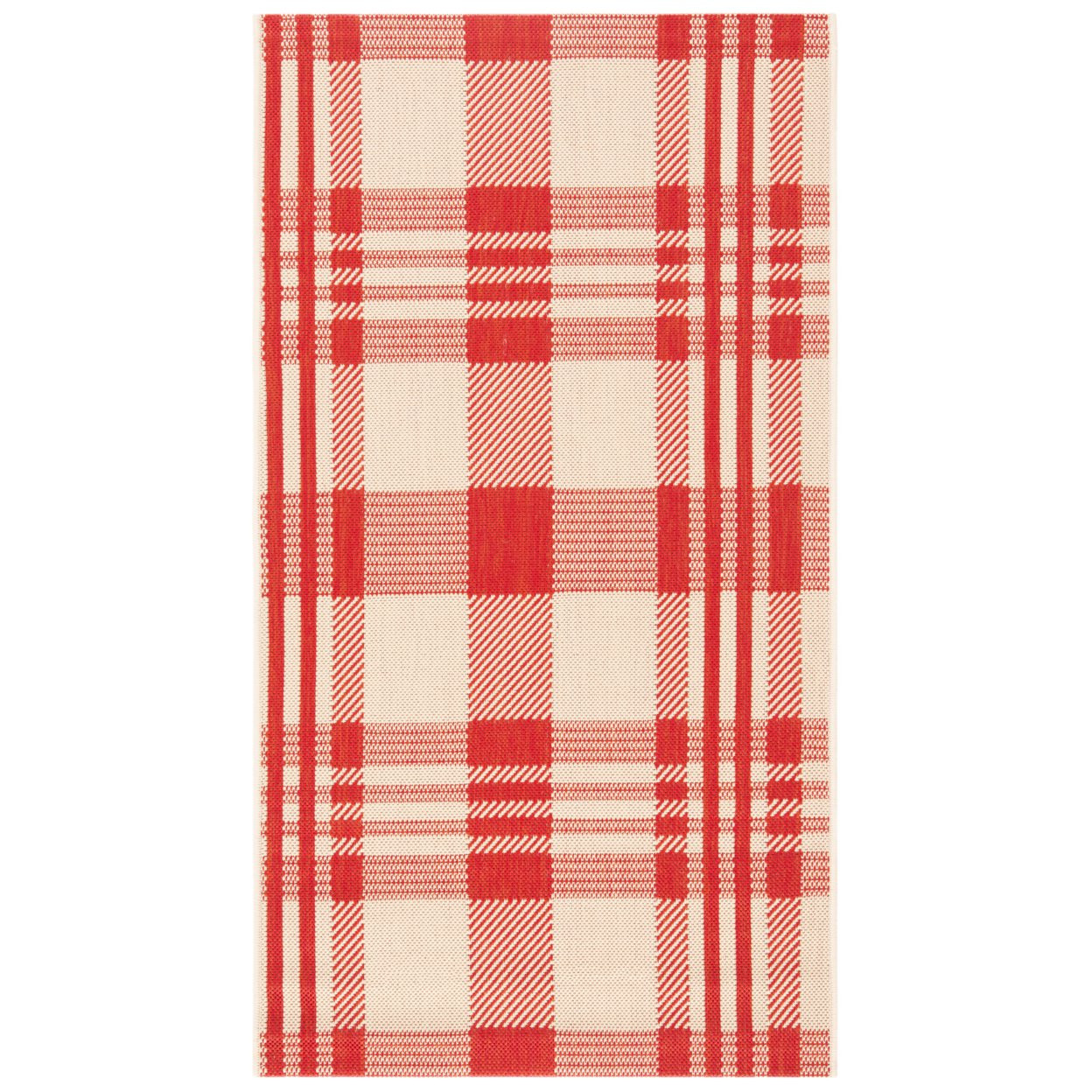 SAFAVIEH Courtyard Benjamin Plaid Indoor/Outdoor Area Rug, 2'7" x 5', Red/Bone | Walmart (US)