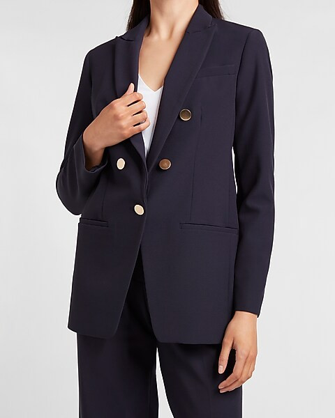 Supersoft Twill Double Breasted Novelty Button Blazer | Express