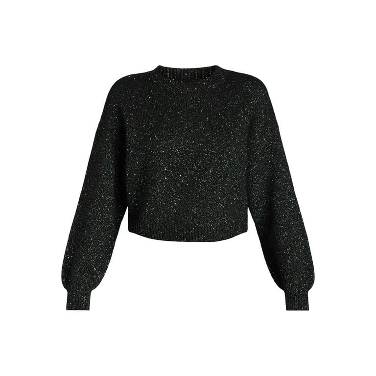 Madden NYC Women's Shimmer Crewneck Sweater with Long Sleeves, Sizes XXS-XXL | Walmart (US)