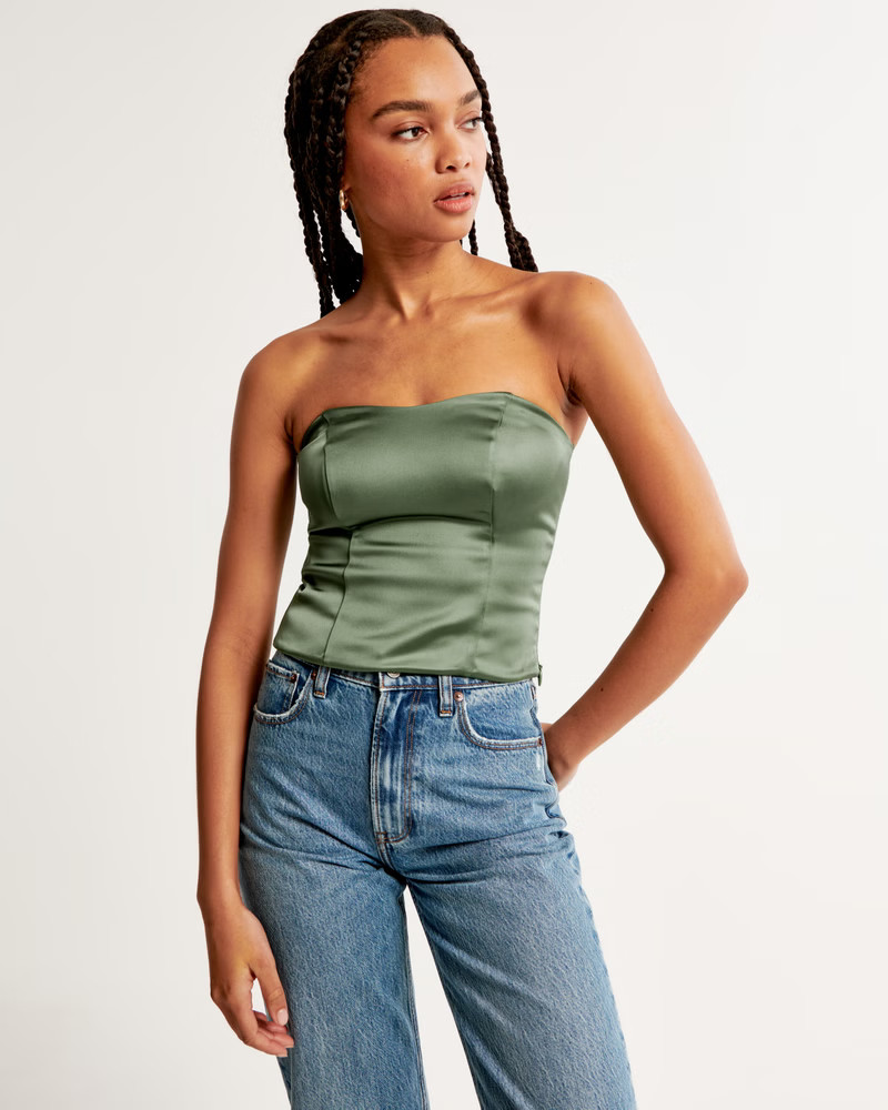 Satin Sculpt Strapless Corset Top | Abercrombie & Fitch (US)