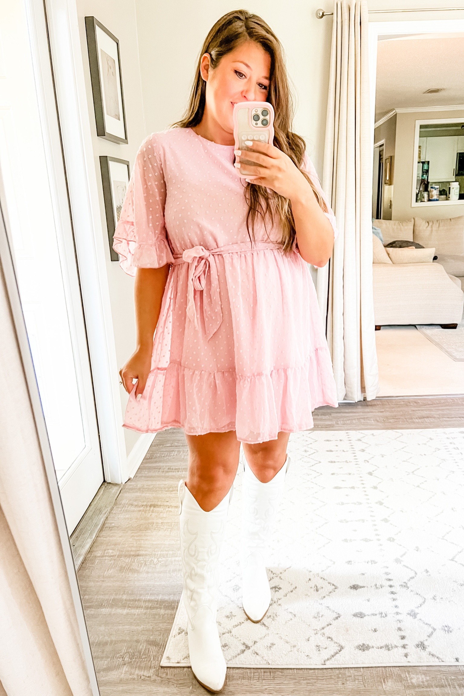 Such a pretty dress, wearing a large 

Spring dress, shower dress, bump friendly 

#LTKSeasonal #LTKunder50 #LTKbump