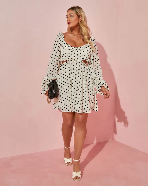 Always Bonita Polka Dot Cutout Mini Dress - Black/White - SALE | VICI