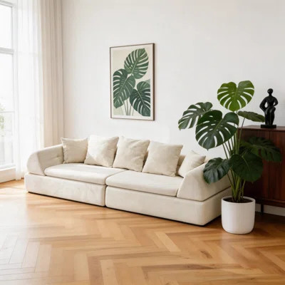 Boneless 104" Cloud Modular Sectional Sofa, Boneless Couch W/Ottoman & Deep Fluffy Seat, No Assembly Required For Living Room Bedroom | Wayfair North America