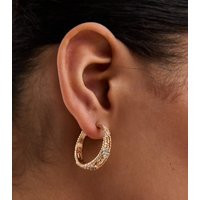 Gold Tone Flower Diamanté Hoop Earrings New Look | New Look (UK)