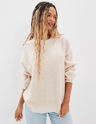 AE Oversized Waffle Knit Sweater | American Eagle Outfitters (US & CA)