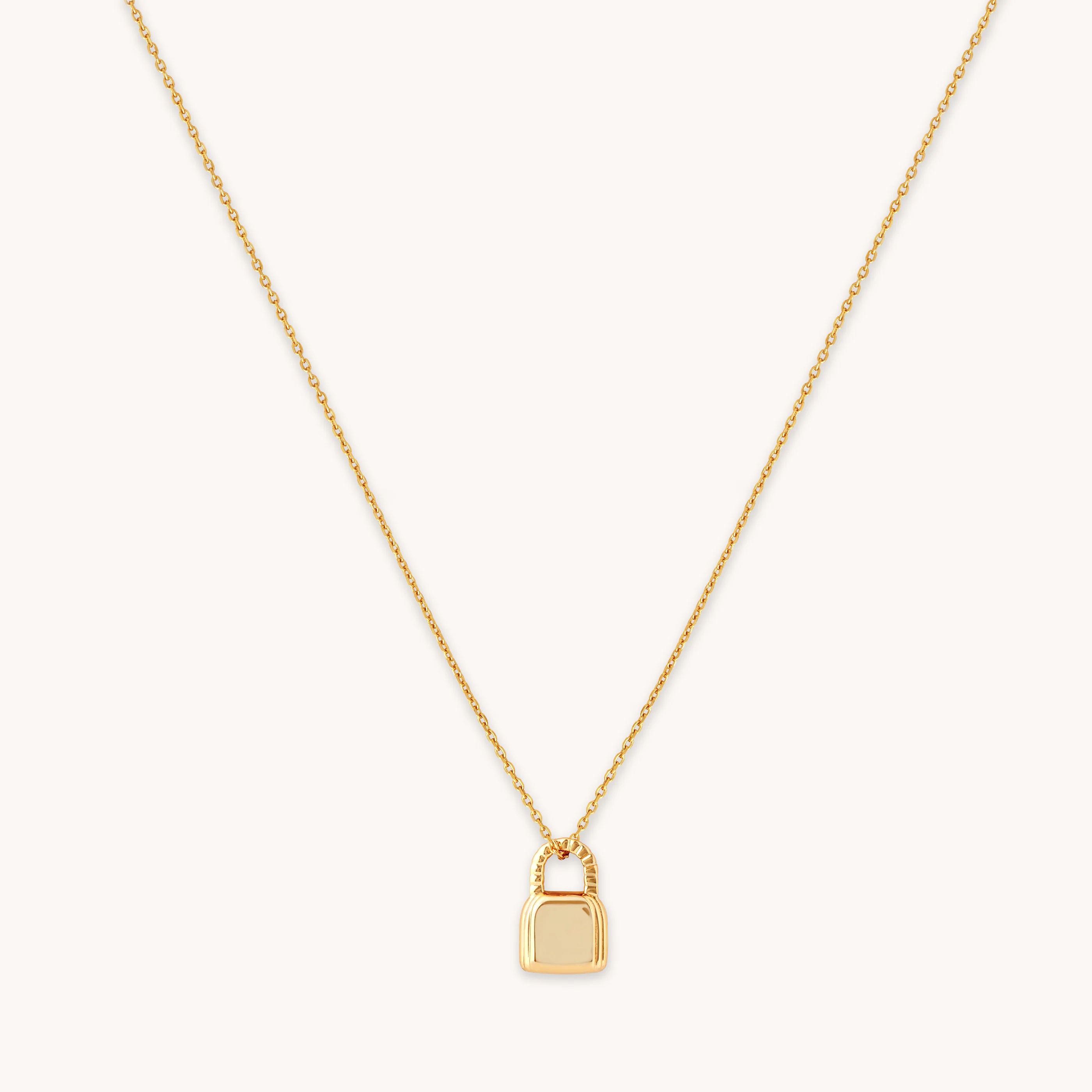 Padlock Gold Pendant Necklace | Astrid & Miyu Necklaces | Astrid and Miyu