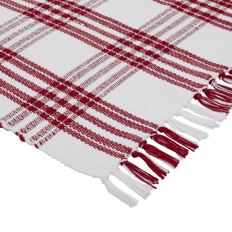 Indoor/Outdoor Plaid Accent Rug, Red and White, 38" x 58", by My Texas House | Walmart (US)