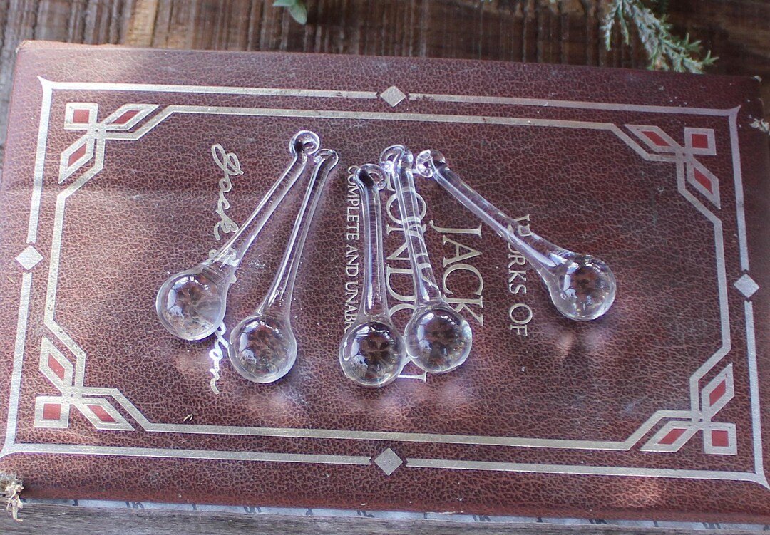 Glass Rain Drops Chandelier Parts Set of 5 Tree Decor Light Catcher, Lamp Parts, DIY Craft Projec... | Etsy (US)