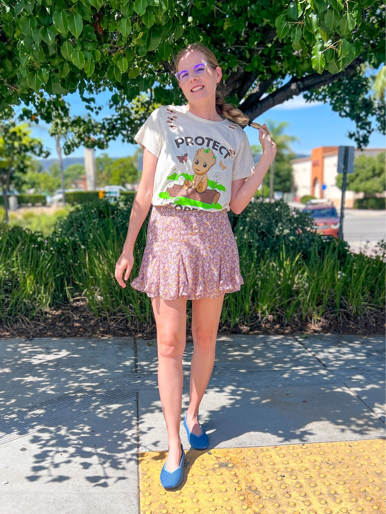 Groot t-shirt | floral skirt | Marvel tee | Disney outfit | Box Lunch Gifts | blue slip-ons | Vivaia

#LTKstyletip #LTKFind #LTKshoecrush