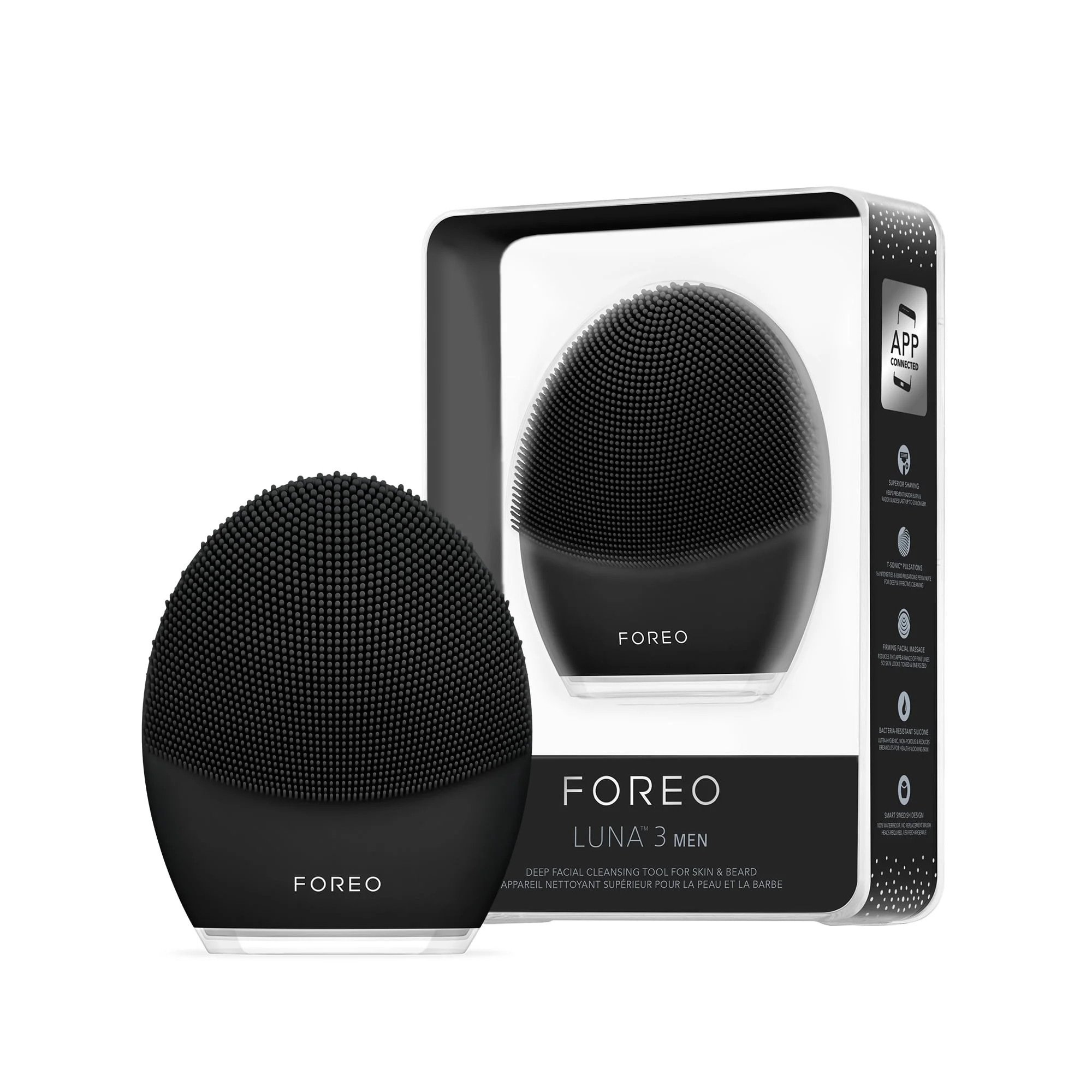 FOREO LUNA 3 MEN, Facial Cleansing & Firming Massage Brush for Skin & Beard, Black | Walmart (US)