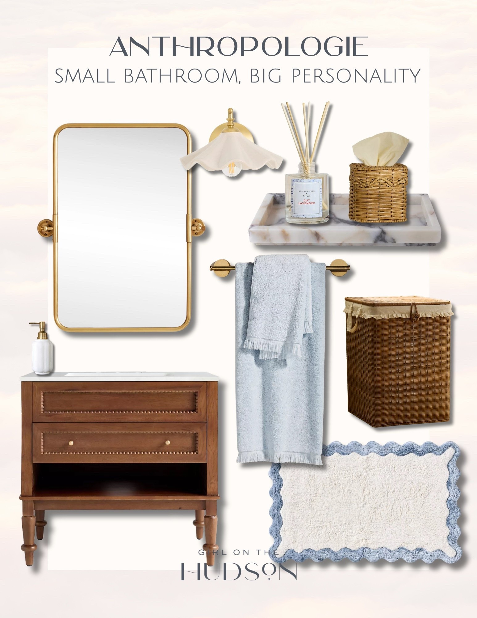 @Anthropologie bathroom favorites 🤍 Small bathrooms are the perfect place to add personality. I love mixing beautiful lighting, unique mirrors, woven textures, and thoughtful details to create a space that feels elevated and inviting.

Anthropologie bathroom, Anthropologie home, small bathroom ideas, bathroom decor, bathroom vanity, bathroom lighting, gold mirror, woven storage, bathroom accessories, powder room inspiration, timeless home decor, girlonthehudson

#LTKHome #LTKSeasonal #LTKdayinmylife