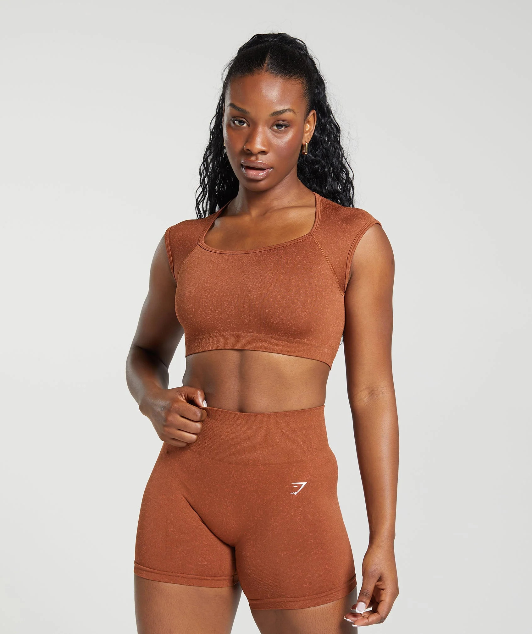 Gymshark Adapt Fleck Seamless Crop Top - Copper Brown/Terracotta Orange | Gymshark US