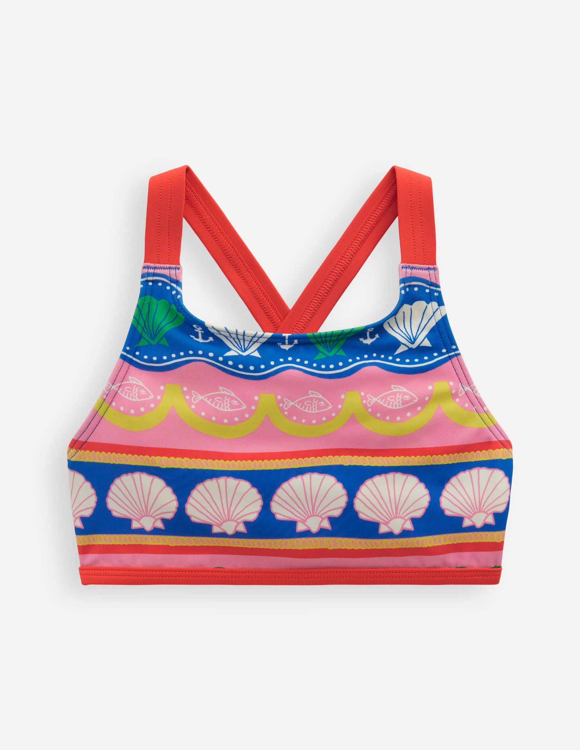 Cross-back Bikini Top-Multi Sea Shell Stripe | Boden (US)