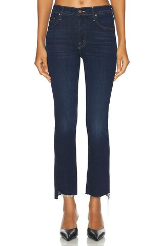 MOTHER The Insider Crop Step Fray Jeans in Denim-Dark | FWRD 