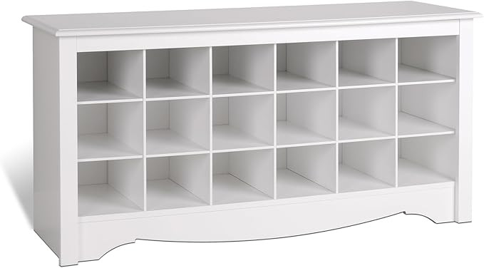 PREPAC Shoe Storage Cubbie Bench, 24" x 48" x 16", White | Amazon (US)