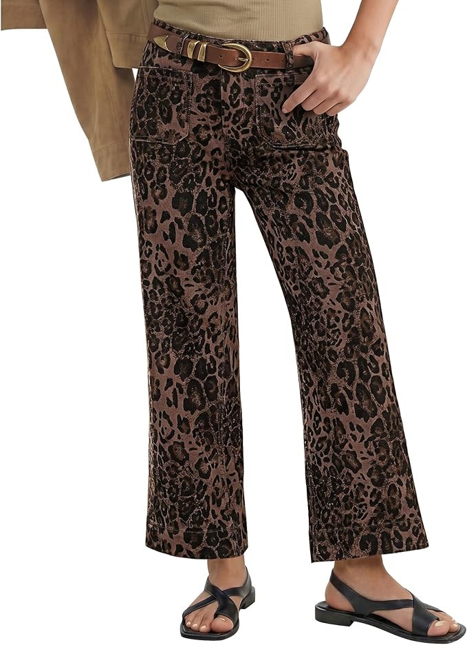 luvamia Wide Leg Jeans for Women High Waisted Leopard Cheetah Print Stretch Cropped Denim Pants P... | Amazon (US)