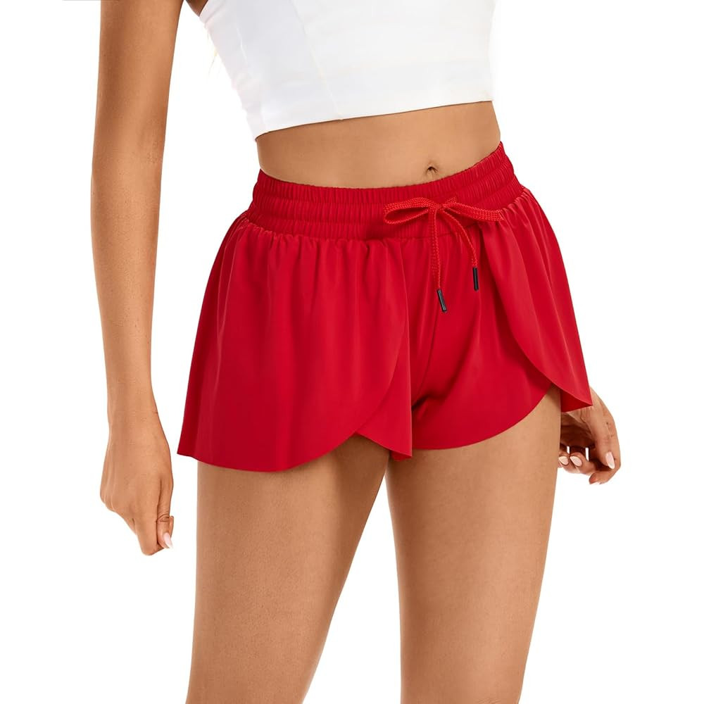 Flowy Running Shorts for Women Workout Athletic Gym Yoga Butterfly Skirt with Pockets Spandex Cut... | Amazon (US)