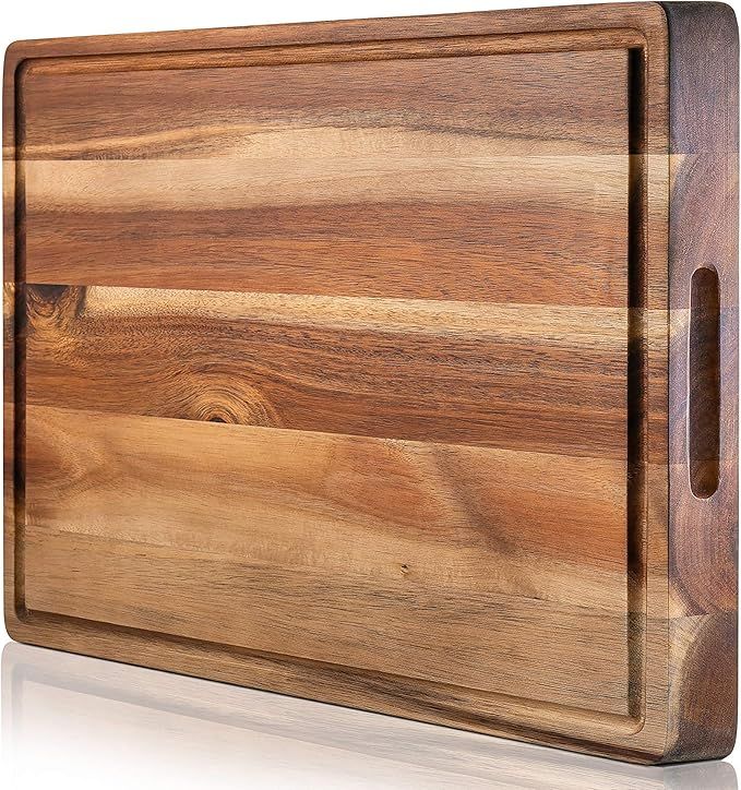 PREMIUM ACACIA Cutting Board & Professional Heavy Duty Butcher Block w/Juice Groove - Extra Large... | Amazon (US)