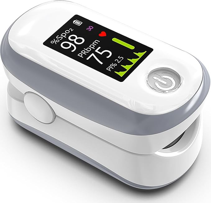 Pulse Oximeter, 4 Color OLED Display Oxygen Monitor Fingertip with 20 × Memory, Blood Oxygen Sat... | Amazon (US)