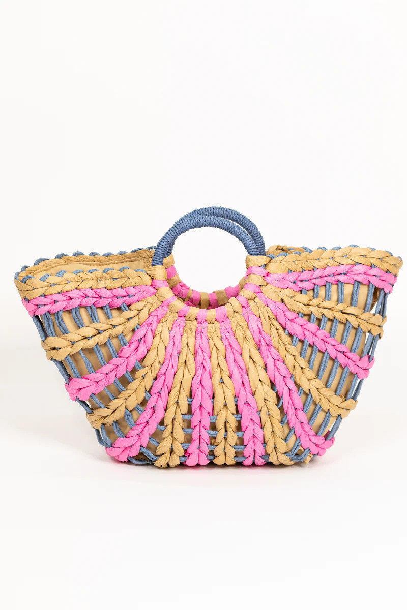 Macey Straw Tote- Fuchsia | Avara