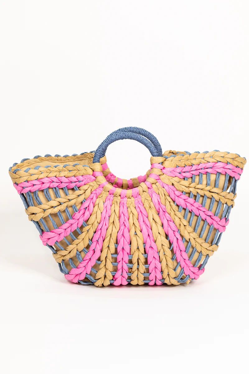 Macey Straw Tote- Fuchsia | Avara