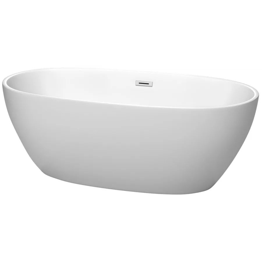 Wyndham Collection Juno 63" Free Standing Acrylic Soaking Tub with Center Drain, Drain Assembly, ... | Build.com, Inc.
