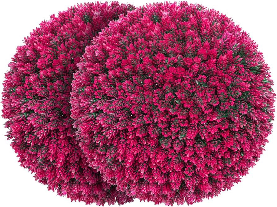 16.5 Inch Artificial Pine Cone Topiary Balls Set of 2, Rose Boxwood Balls Plant with 7 Layers Lea... | Amazon (US)