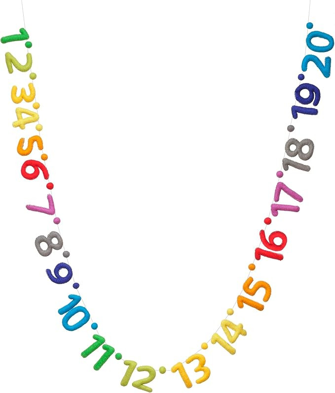 Glaciart One Numbers Garland - Natural Handmade Wool 123 Letters & Balls - Decorative Wall Decor ... | Amazon (US)