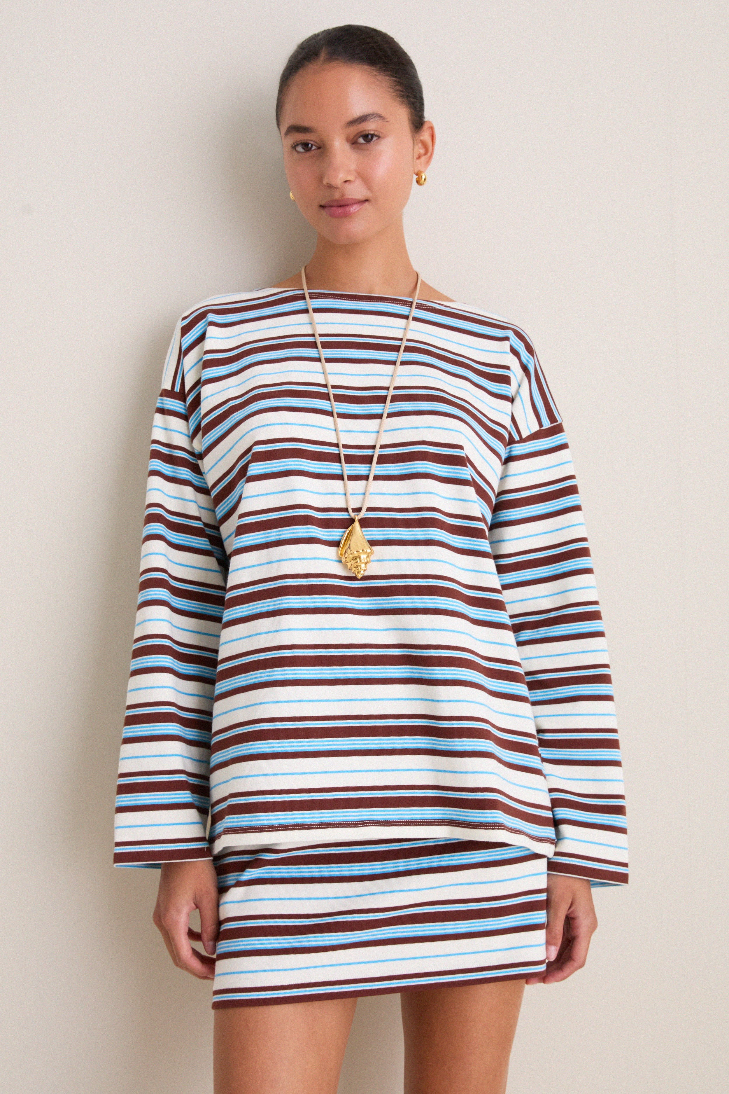 Chocolate Multi Stripe Nadine Top | Tuckernuck (US)
