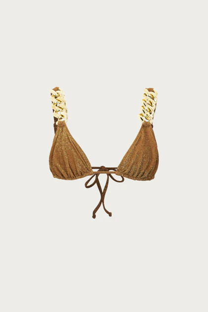 Gold Chain Triangle Top (Mocha Shimmer Lurex) | SAME