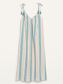 Tie-Shoulder Tasseled Striped All-Day Maxi Swing Dress for Women | Old Navy (US)
