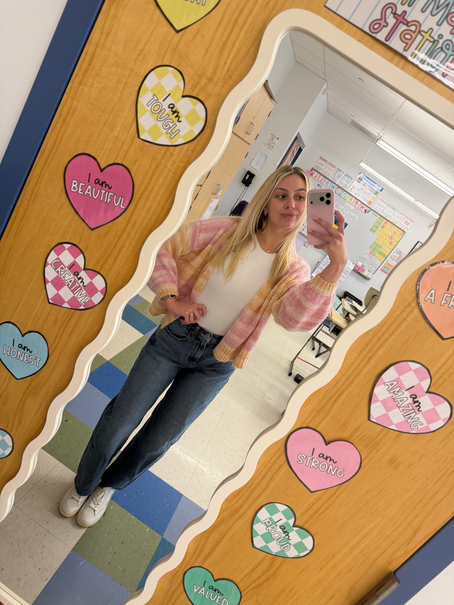 Spring outfit of the day for work this Monday! I love being a teacher because I can wear jeans to work and these barrel leg jeans are my favorite. 

#LTKdayinmylife #LTKSeasonal #LTKootd