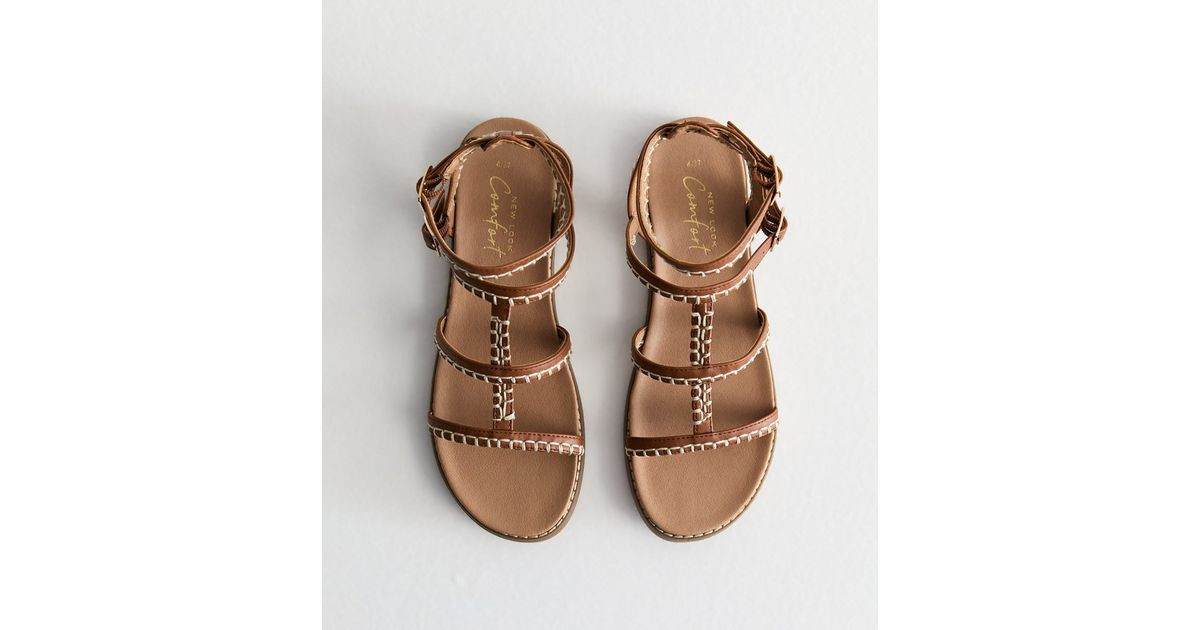 Tan Whipstitch Strappy Sandals
						
						Add to Saved Items
						Remove from Saved Items | New Look (UK)