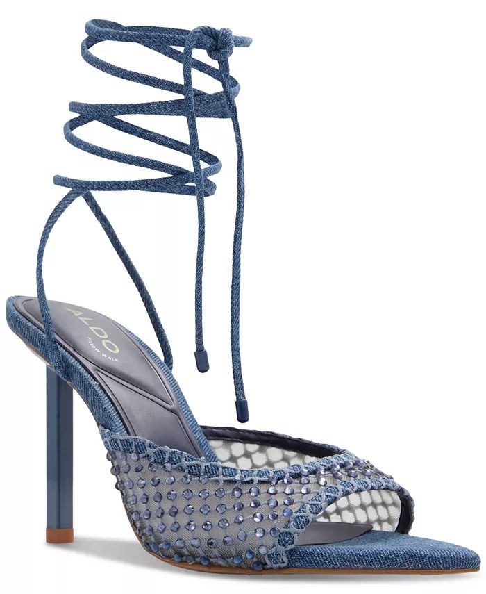 Women's Jessamine Rhinestone Tie-Up Stiletto Dress Sandals | Macy's