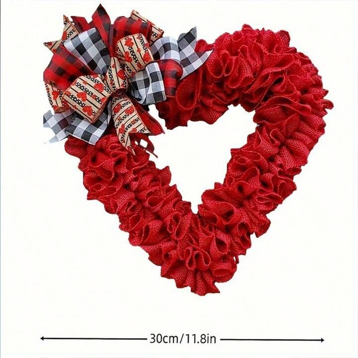 1PC New Product Front Decoration Fabric Valentine'S Day Wreath Peach Heart Wall Hanging Holiday D... | SHEIN