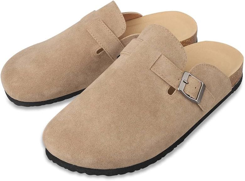 Boston Suede Clogs for Women Men Dupes Unisex Arizona Delano Slip-on Potato Shoes Footbed Cork Cl... | Amazon (US)